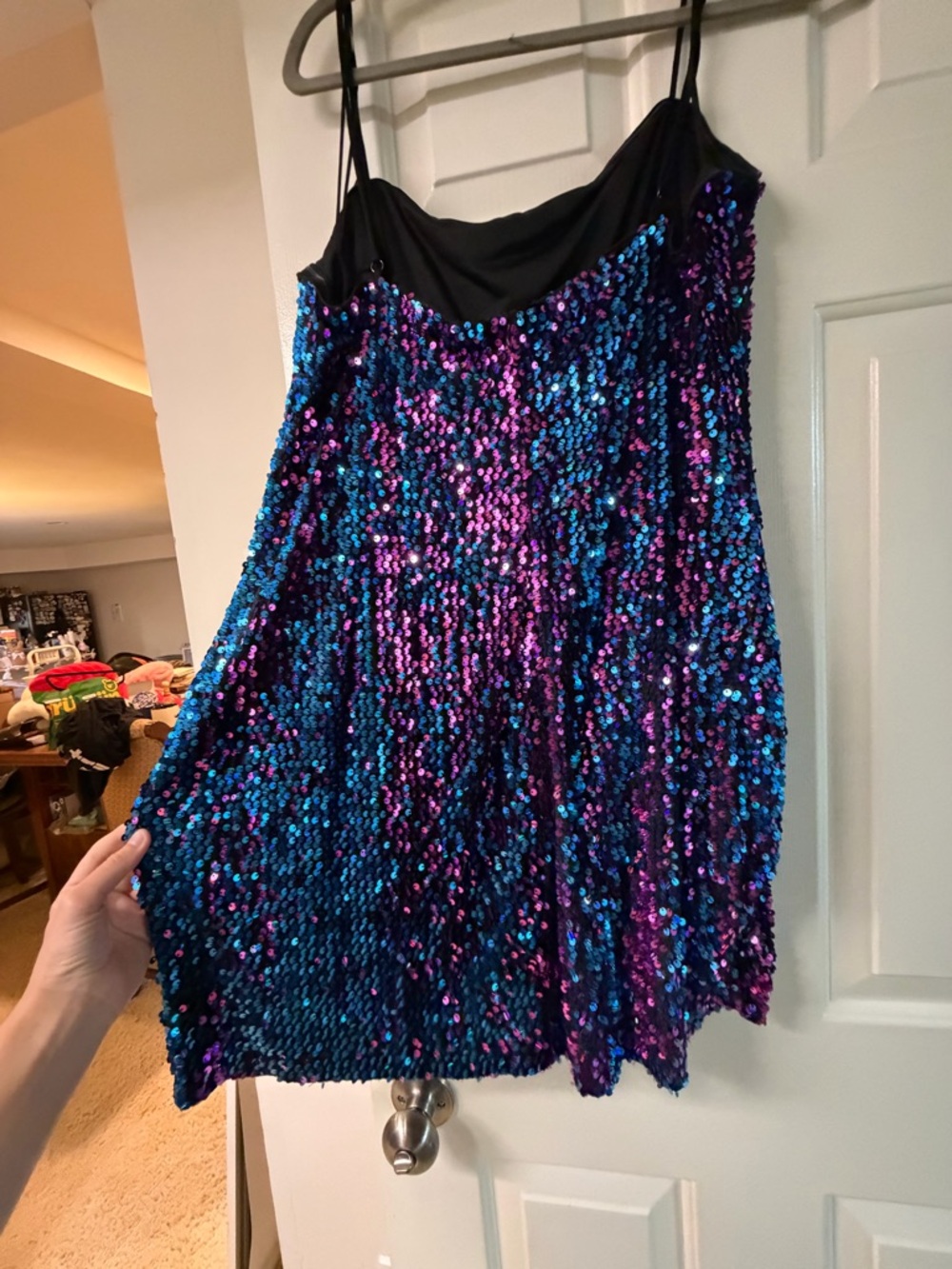 Bright Light Sequin Mini Dress - Purple/ combo - Picture 7 of 9